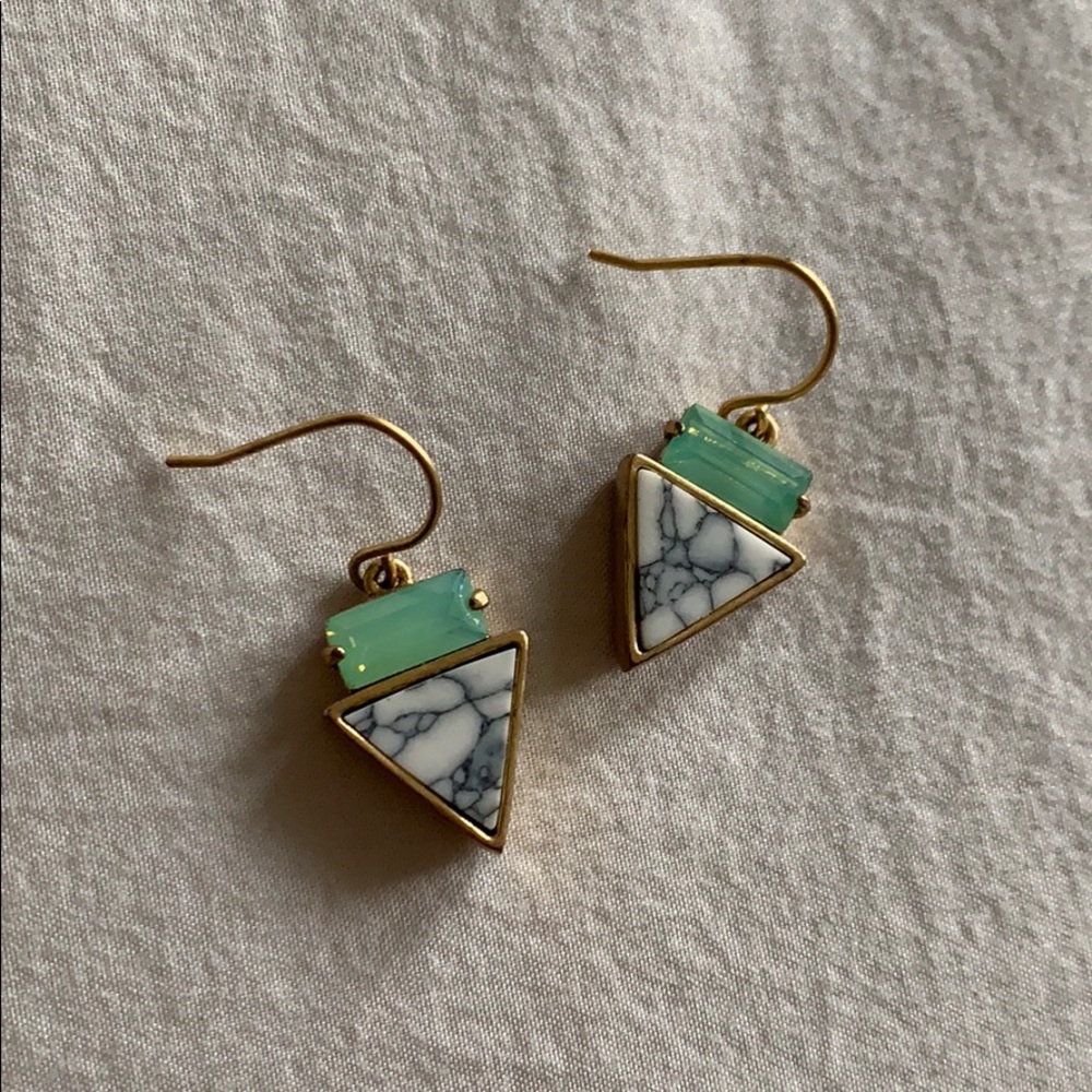 J.Crew Marble and Aquamarine Dangly Earrings